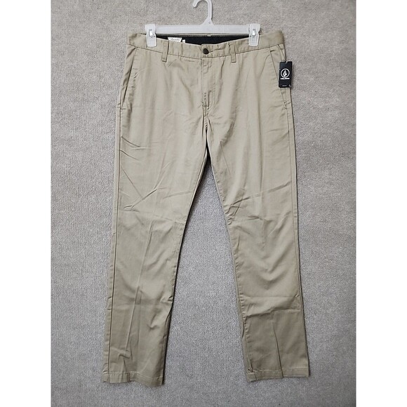 Volcom Vmonty Chino Pants Mens 36 Khaki Brown Modern Fit NEW - Picture 1 of 9